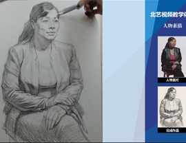 素描女中年半身像起形画法的讲解示范